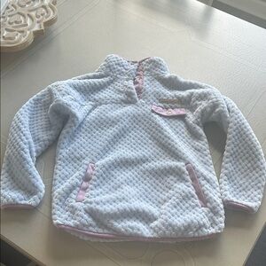 Cozy White and Pink Fleece Pullover